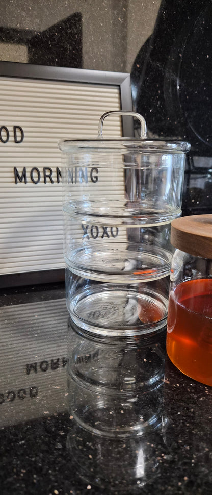 3-tiers Glass jar with lid