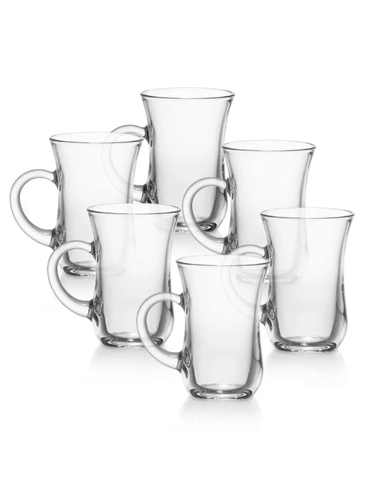 Handled Glass Tea Cup Set – 130ml (6 Pieces)